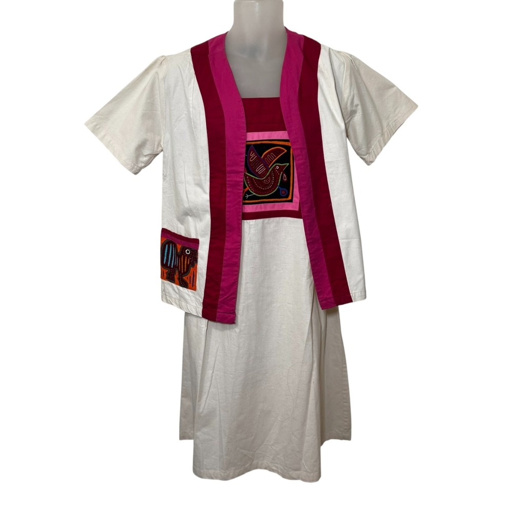 Crossroads‎ Texas Jacket & Dress Set Mola-Style Appliqué Ethnic Art Resort Wear